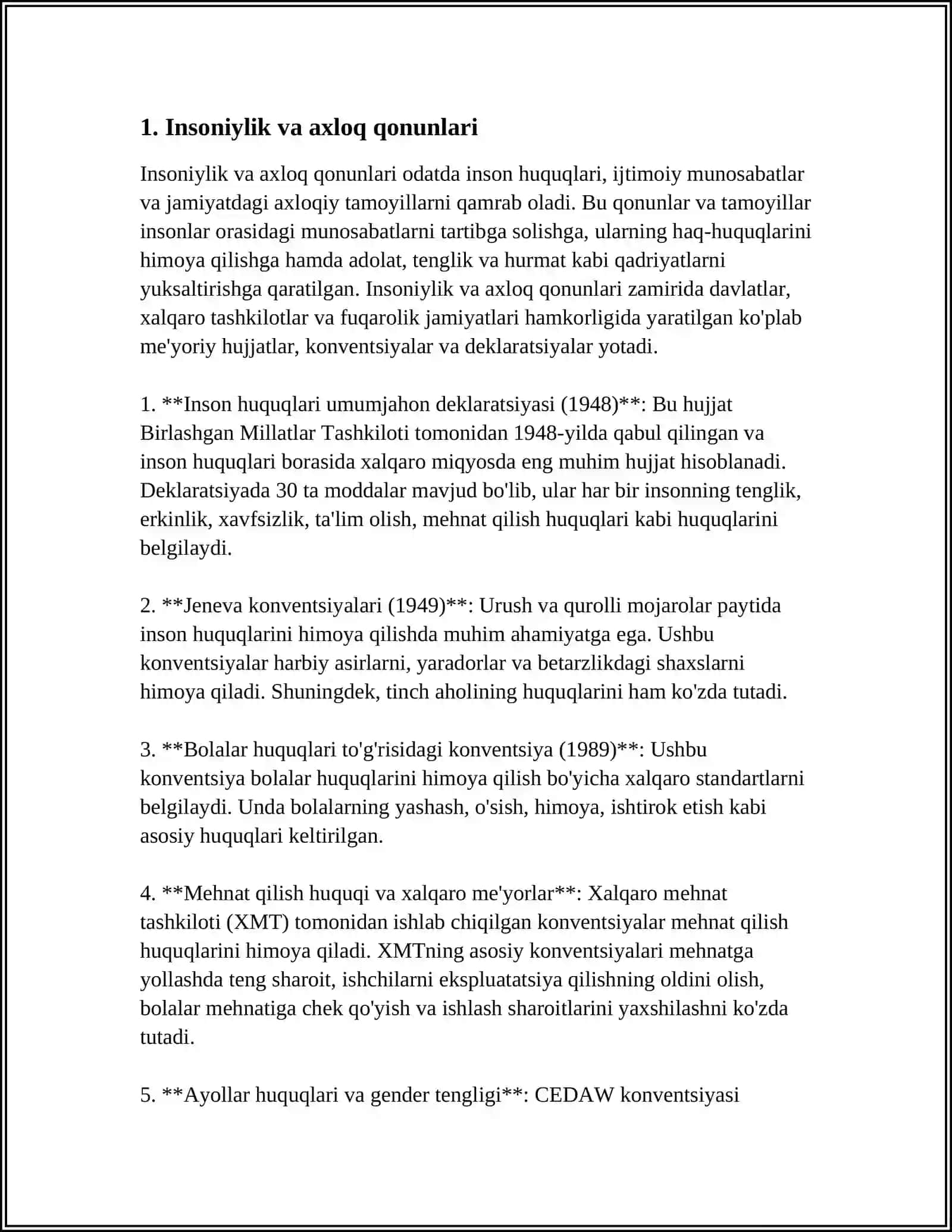 Insoniylik va axloq qonunlari 3