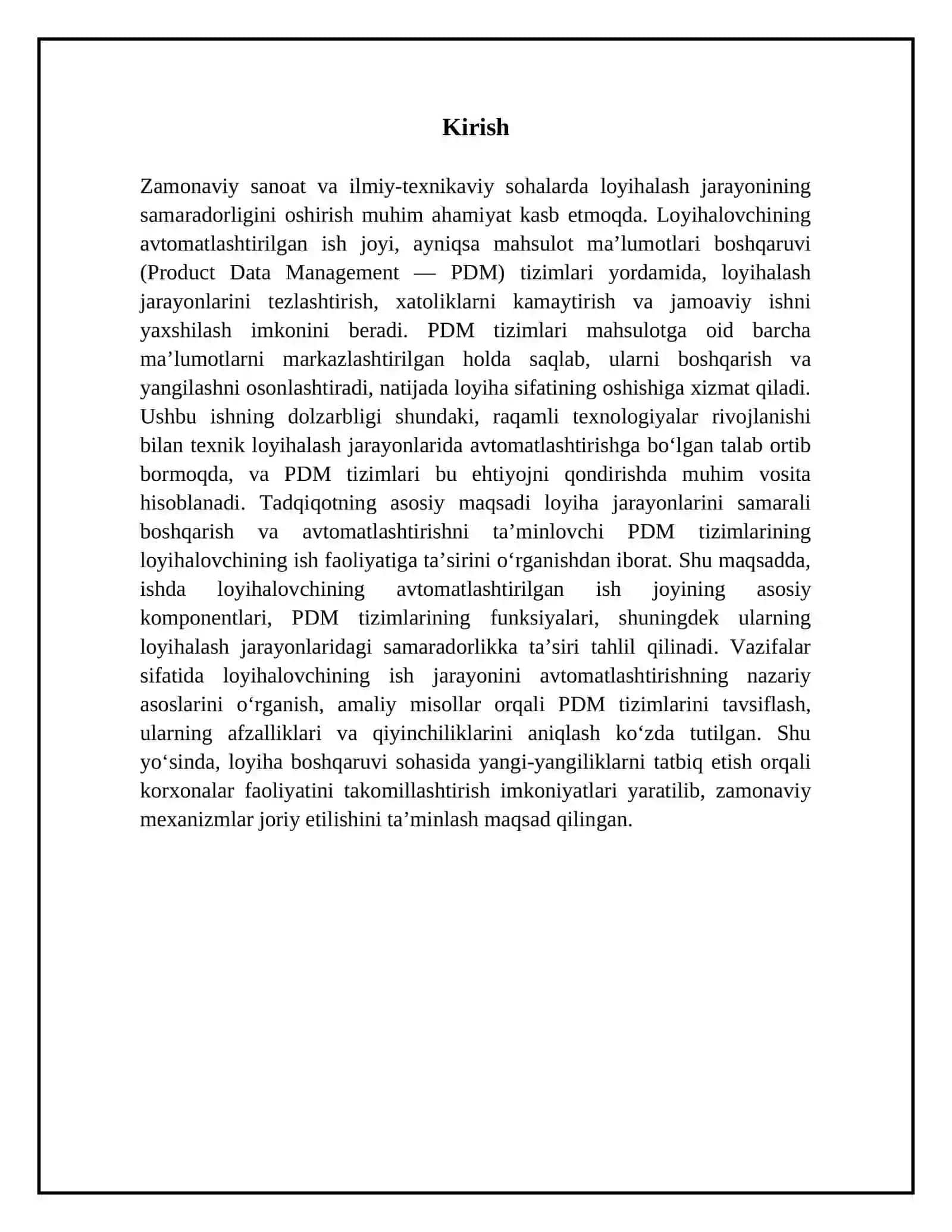Loyihalovchining avtomatlashtirilgan ish joyi (PDM tizimi bilan) 3