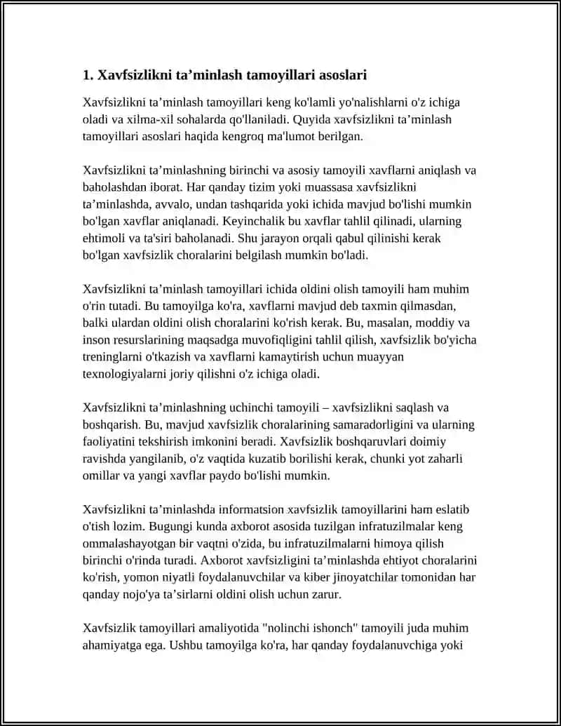 XAVSIZLIKNI TA’MINLASH TAMOYILLARI VA USLUBLARINI TAHLIL QILISH 3