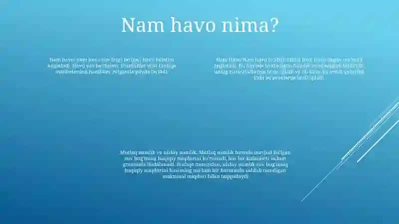 Nam Havo. Havoning Namlik, Absolyut Namlik Va Nisbiy Namlik Tushunchasi 3