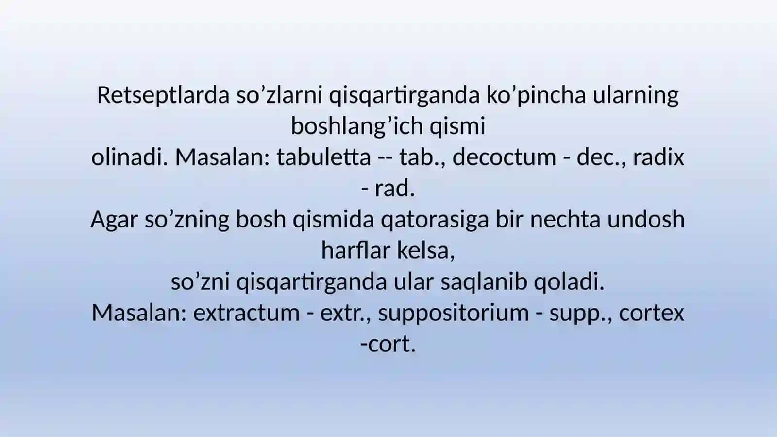Retsepdagi asosiy qisqartmalar 3