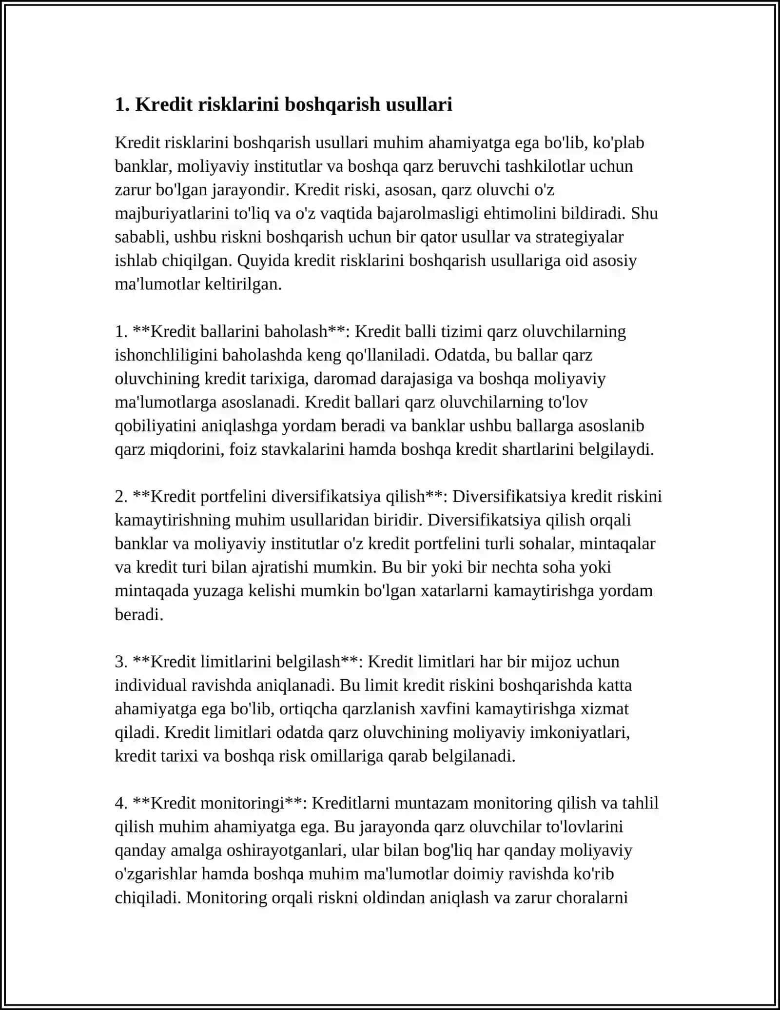 MOLIYAVIY RISKLARNI BOSHQARISH USULLARI 3