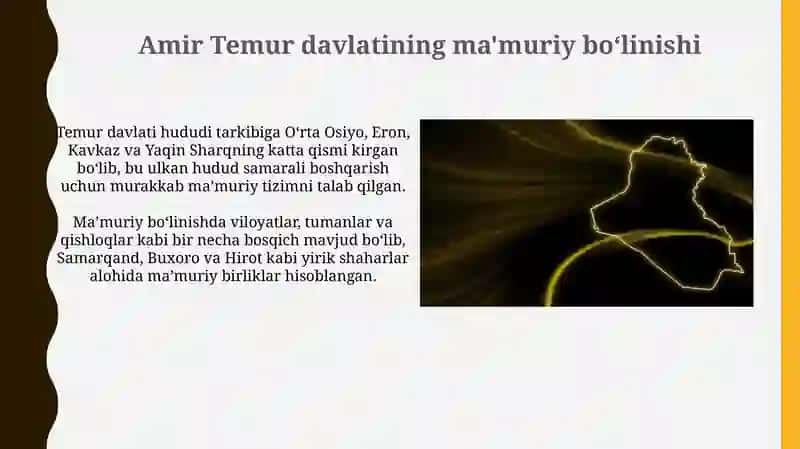 Amir Temur davlatining boshqaruvi 3
