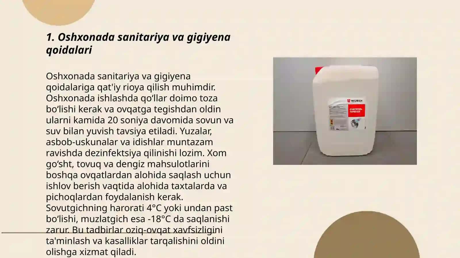 Oshxonada sanitariya va gigiyena qoidalari 3