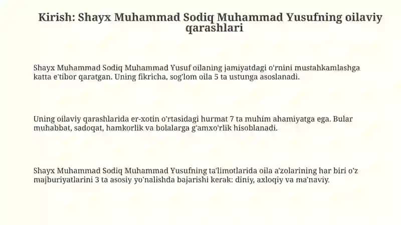 Shayx Muhammad Sodiq Muhammad Yusufning "Baxtiyor oila" 3