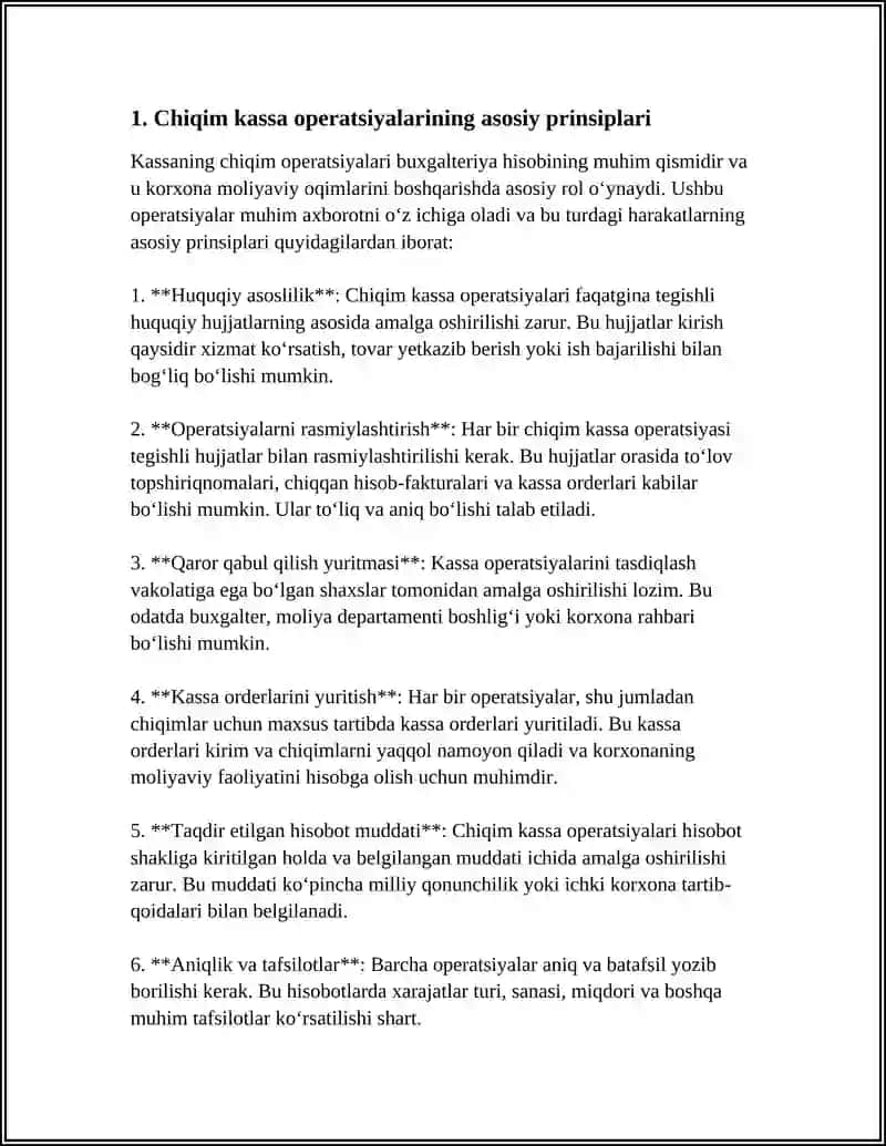 BANKLARDA CHIQIM KASSA OPERATSIYALARI BO’YICHA HUJJATLAR AYLANISHI, HISOBI VA NAZORATI 3