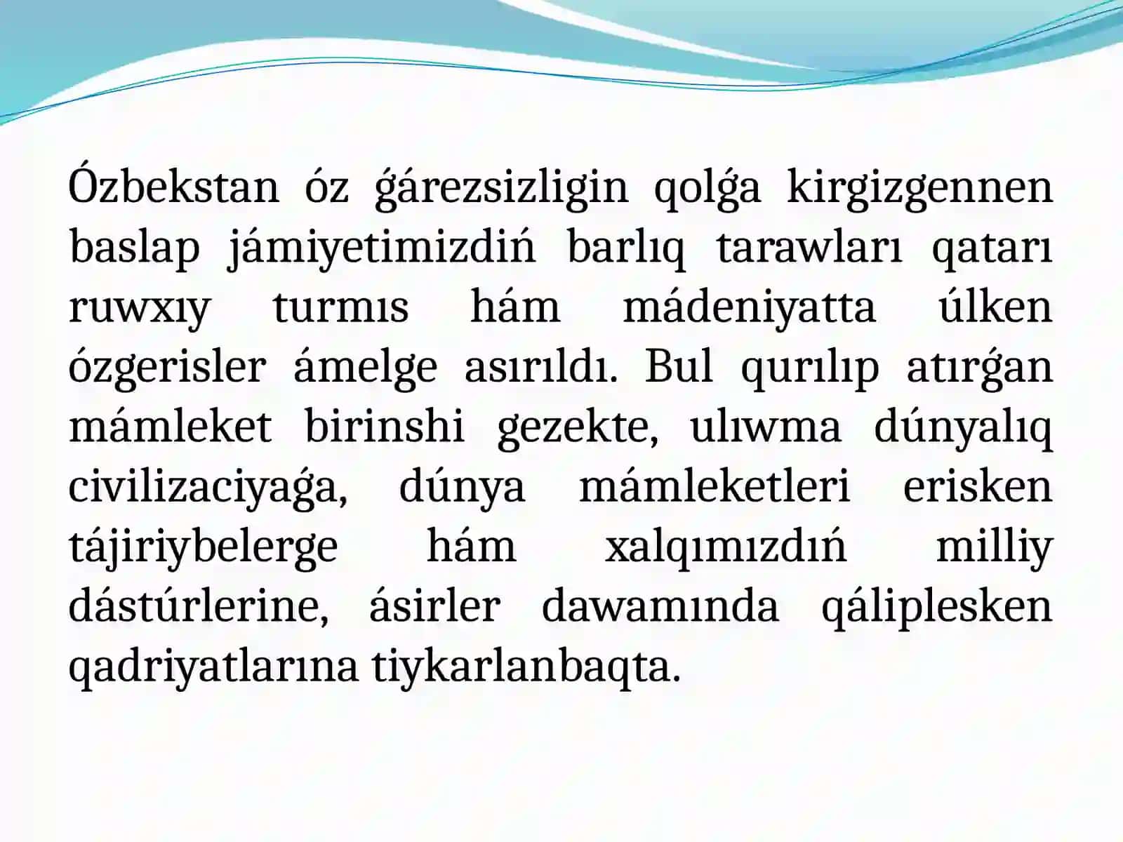 Ǵárezsizlik jıllarında Ózbekstandaǵı ruwxıy hám mádeniy rawajlanıw 3