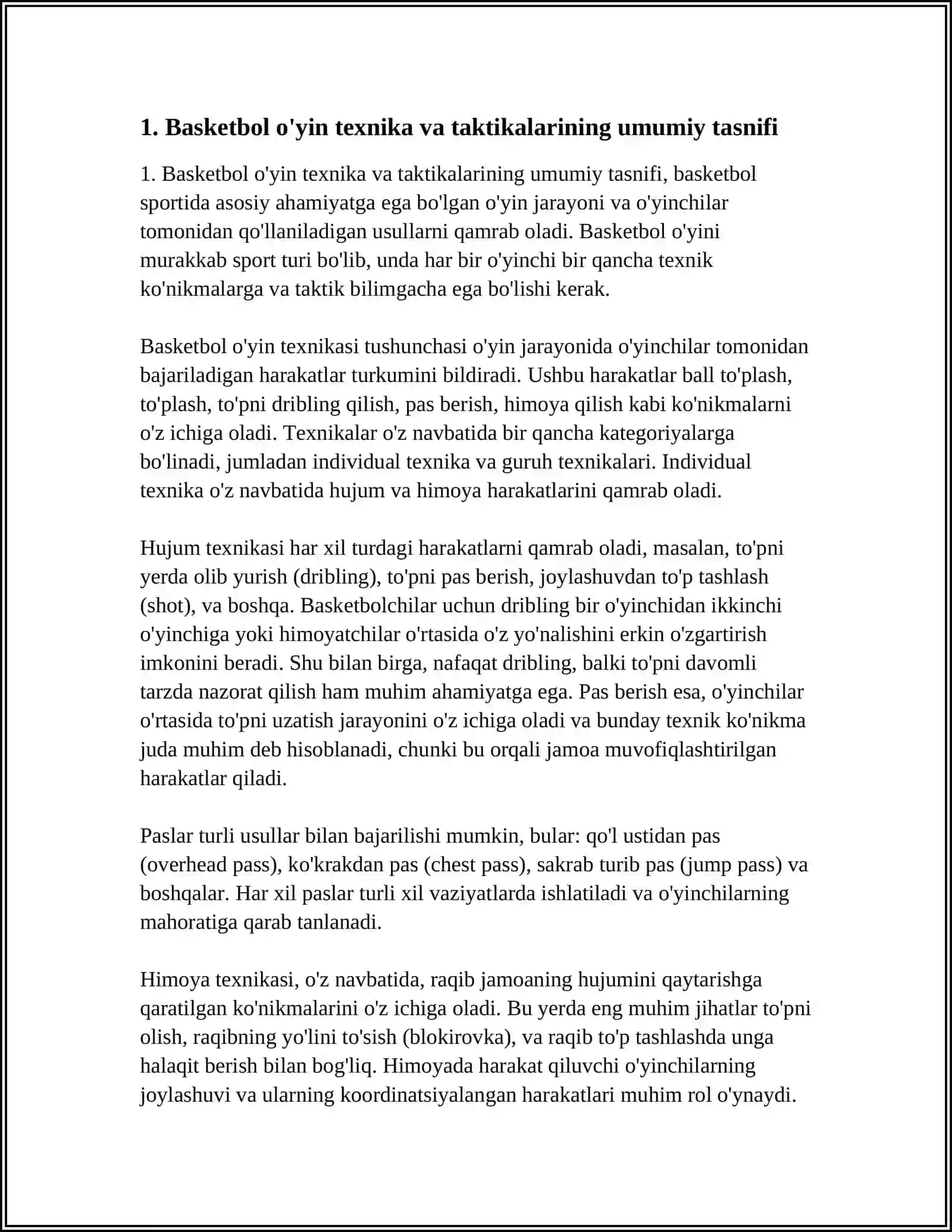 BASKETBOL O`YIN TEXNIKA VA TAKTIKASINI TASNIFI 3