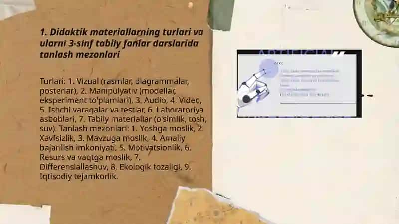 3 sinf tabiiy fanlar darslarida amaliy ishlarini tashkil etishda didaktik materiallardan foydalanish texnikas 3