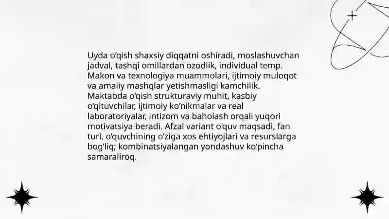 Uyda o'qish yoki maktabda o'qish 3