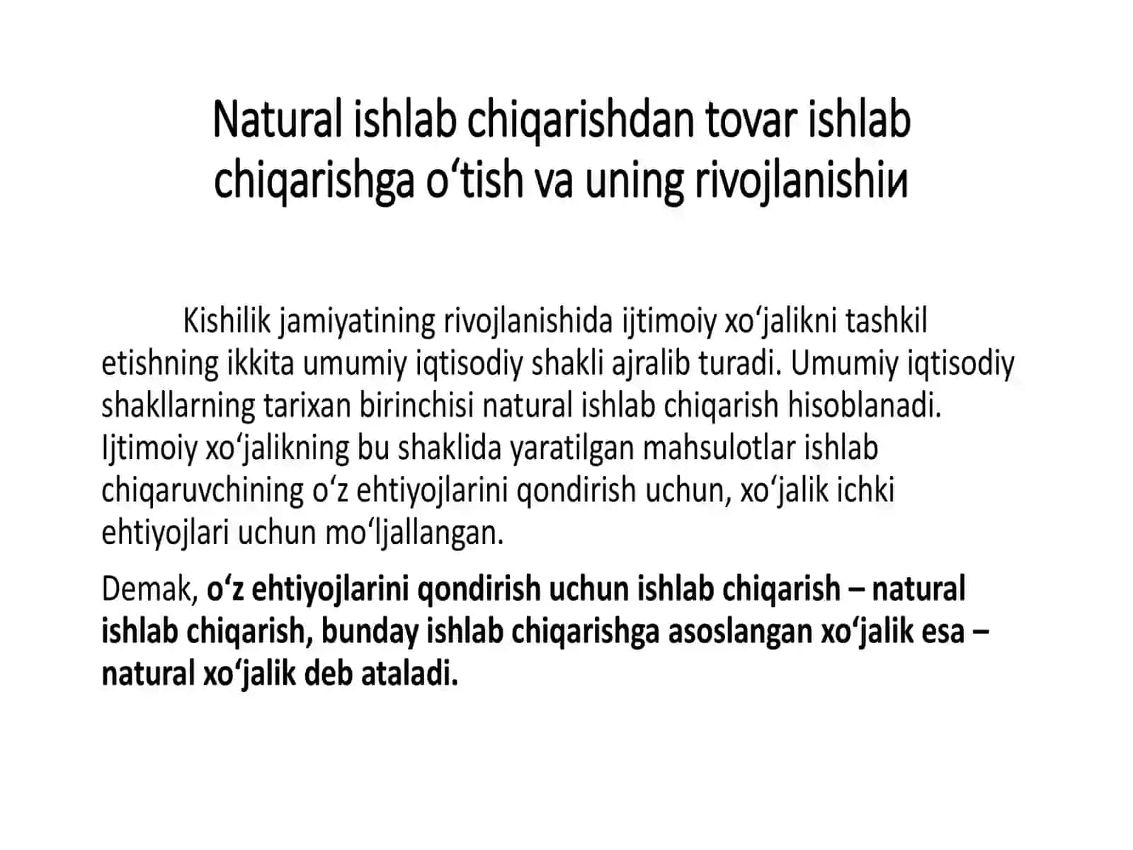 TOVAR-PUL MUNOSABATLARI-BOZOR IQTISODIYOTINING ASOSI 3