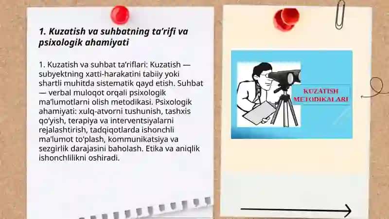 Psixologiya metodlar:kuzatish va suhbat 3