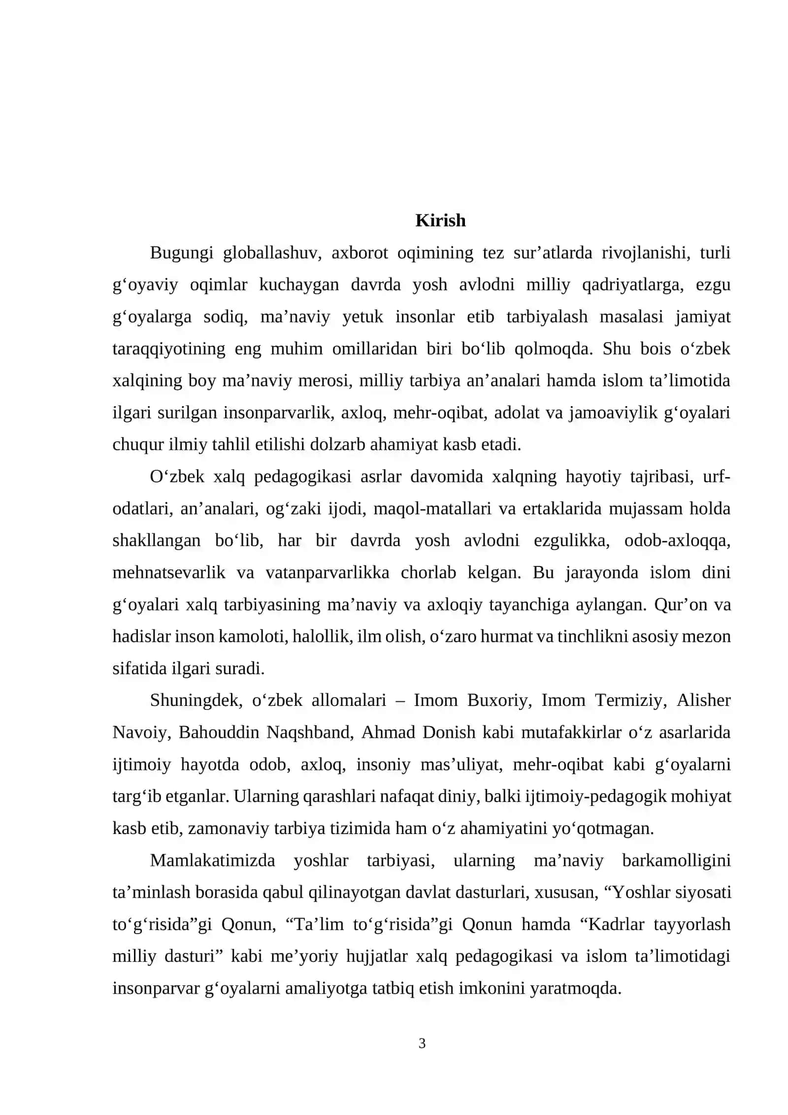 O'zbek xalq pedagogikasi va islom ijtimoiy pedagogik g'oyalar 3