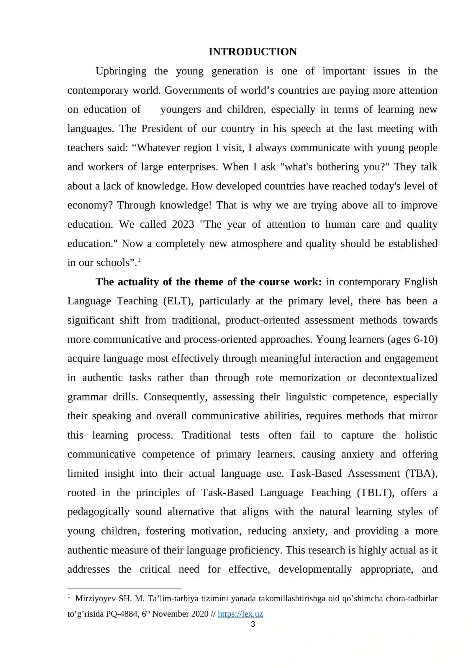 TASK-BASED ASSESSMENT IN THE PRIMARY ENGLISH LANGUAGE CLASSROOM 3