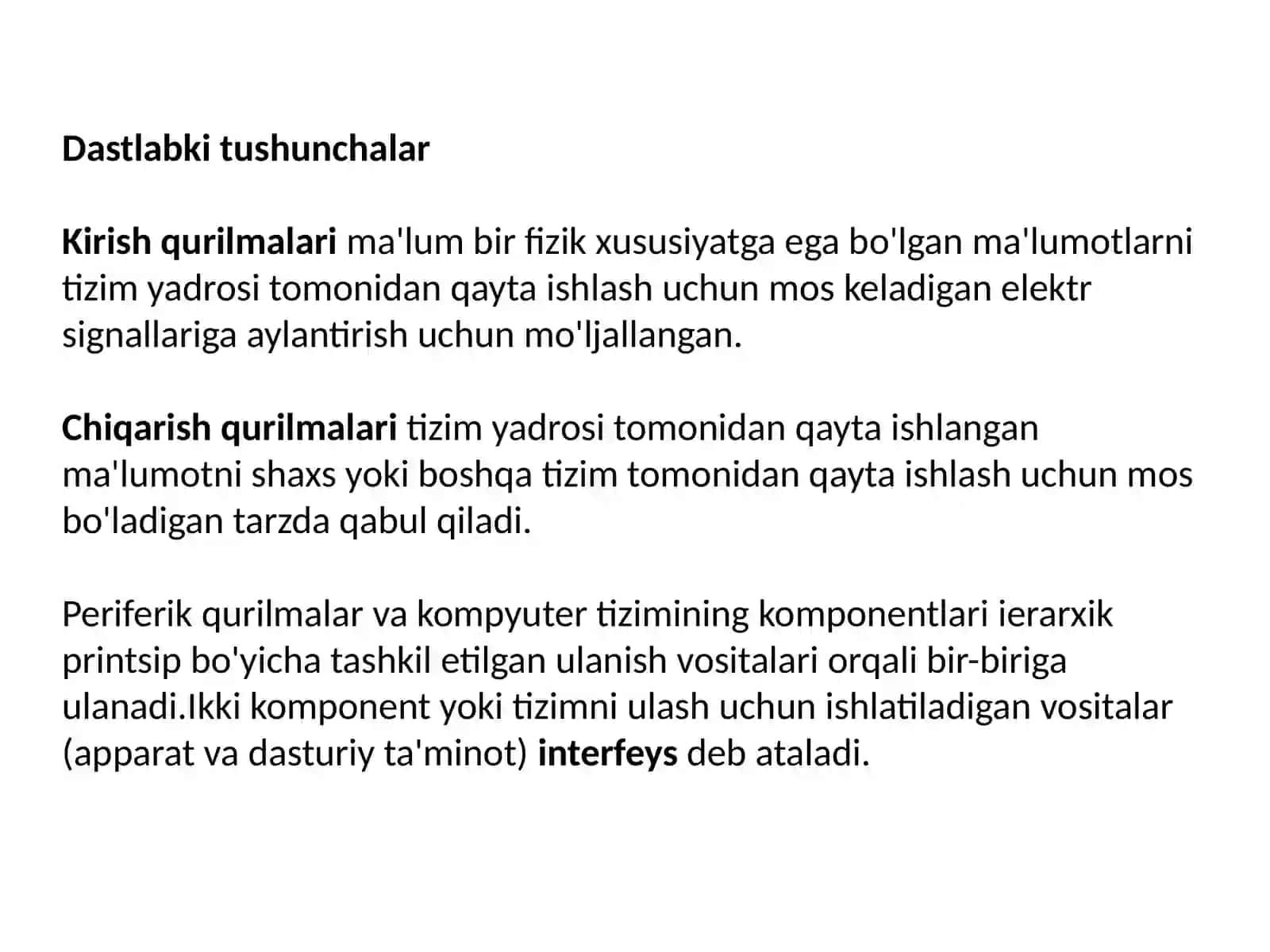 КИРИТИШ/ЧИҚАРИШ ИНТЕРФЕЙСЛАРИ 3