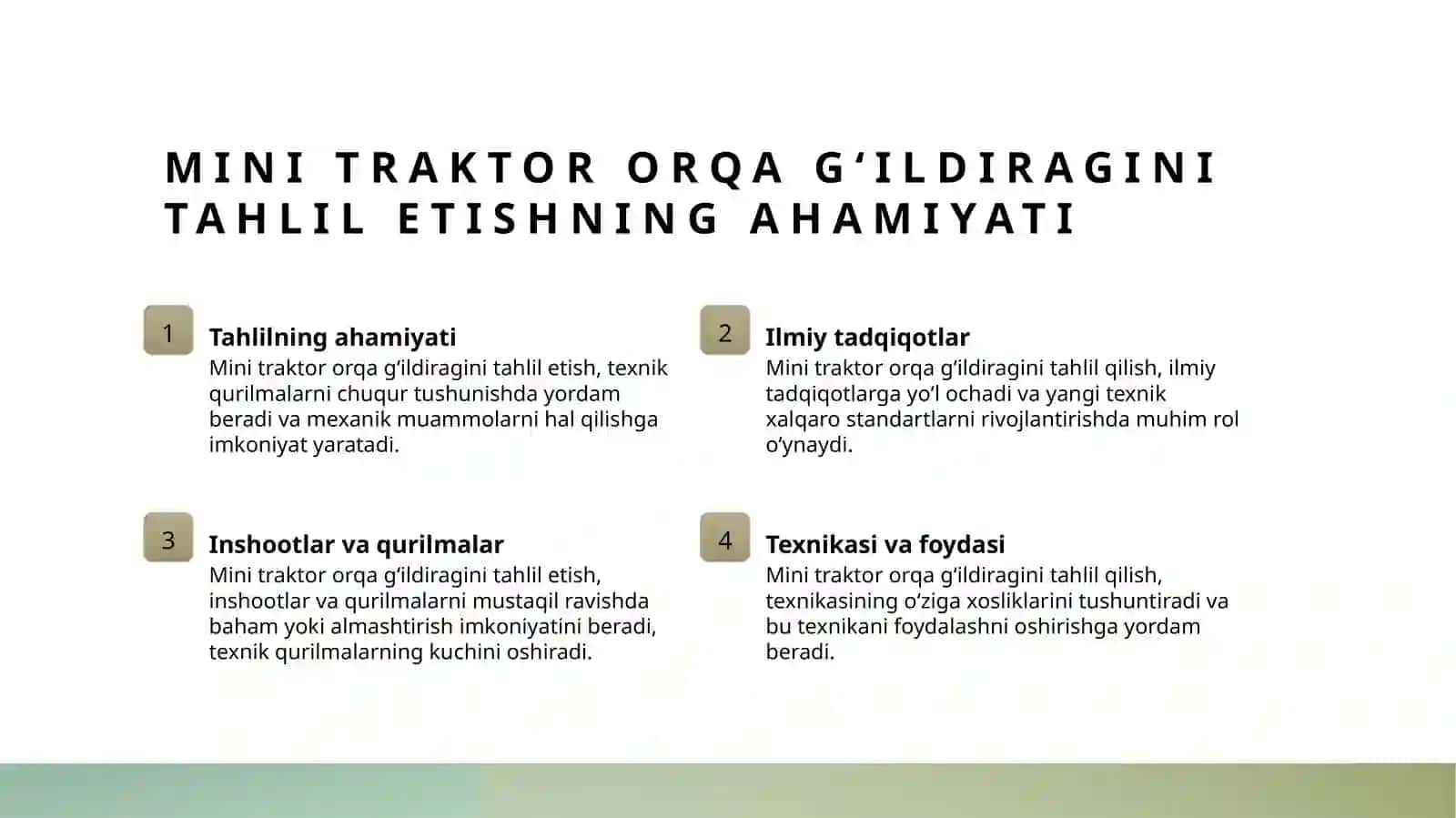 Mini traktorning orqa g‘ildiragi detallarini o‘rganish 3