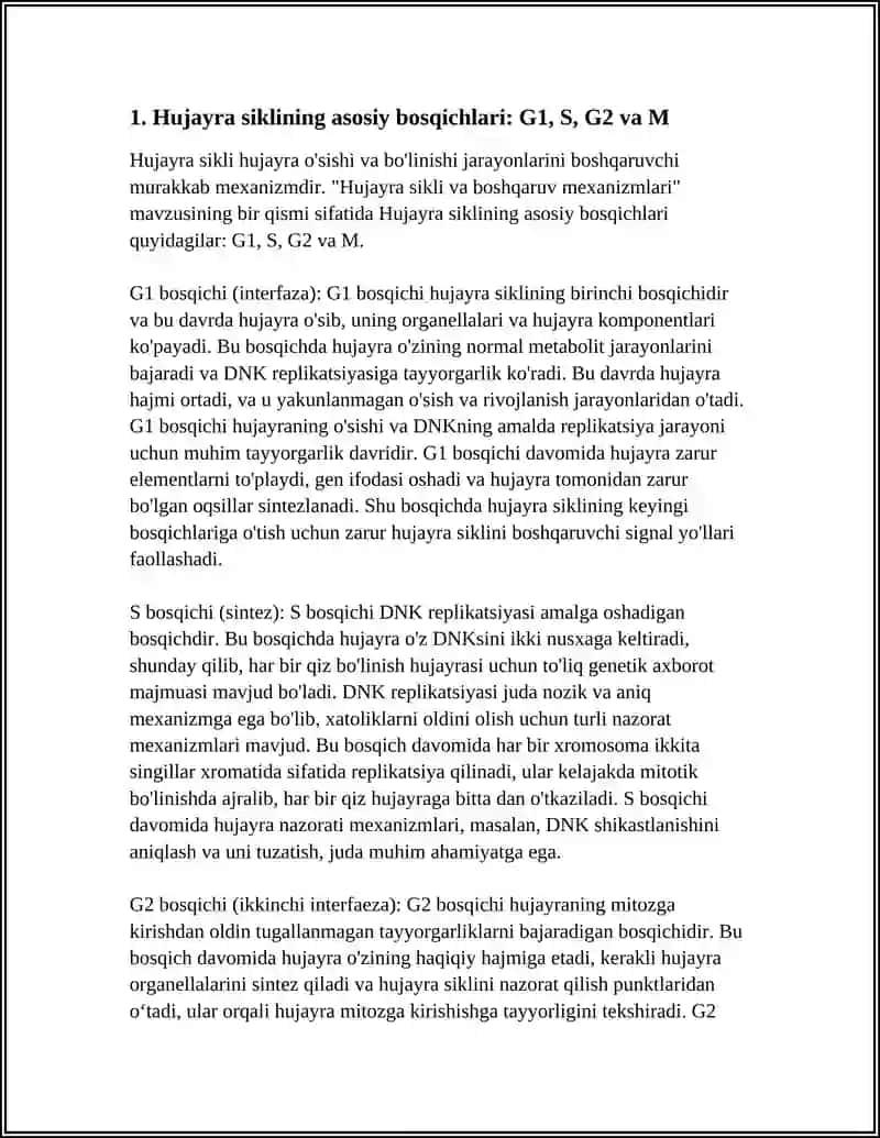 Hujayra Sikli va Boshqaruv Mexanizmlari 3