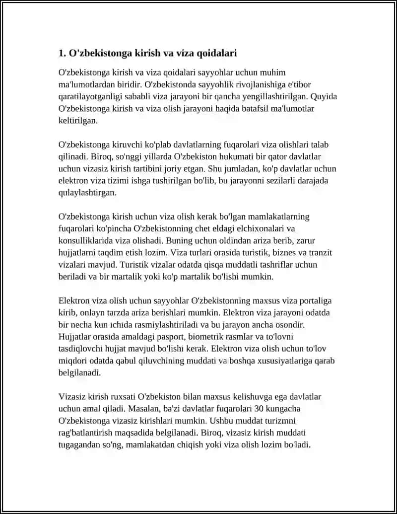 O'ZBEKISTONGA XUSH KELIBSIZ(SAYYOHLAR UCHUN) 3