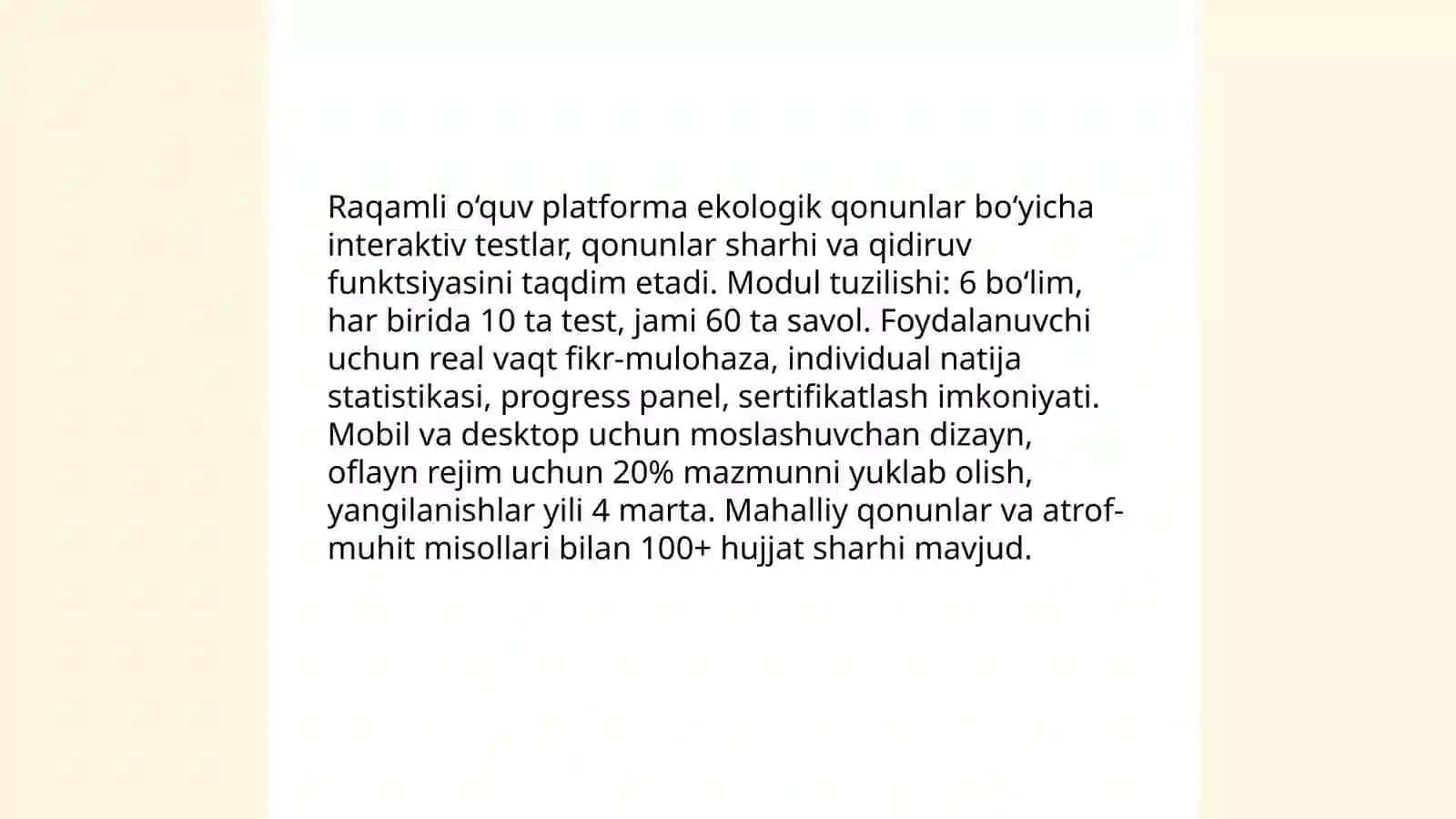 Ekologik qonunlarni bilasizmi mavzusida innovatsion loyihalar taqdimoti 3