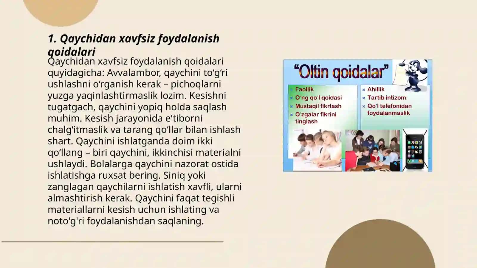 Qaychidan foydalanish qoidalari 3
