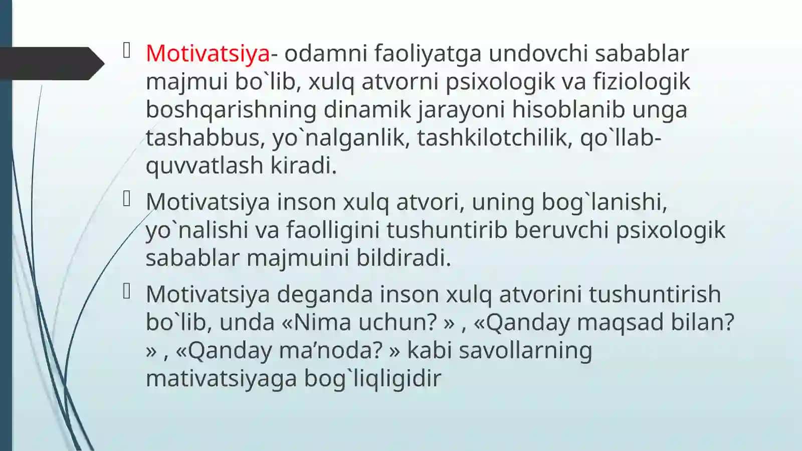 XORIJ PSIXIOLOGIYASIDA MOTIV VA MOTIVATSIYA 3