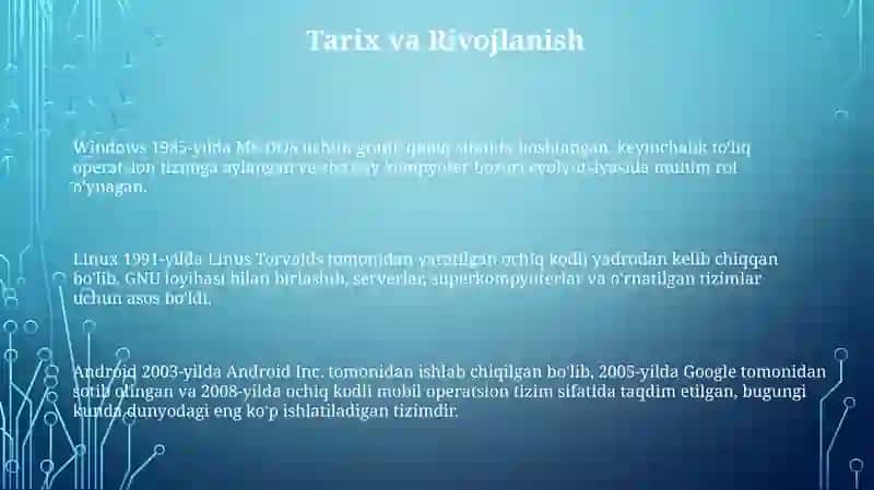 Operatsion tizimlar Windovs Linux Android 3