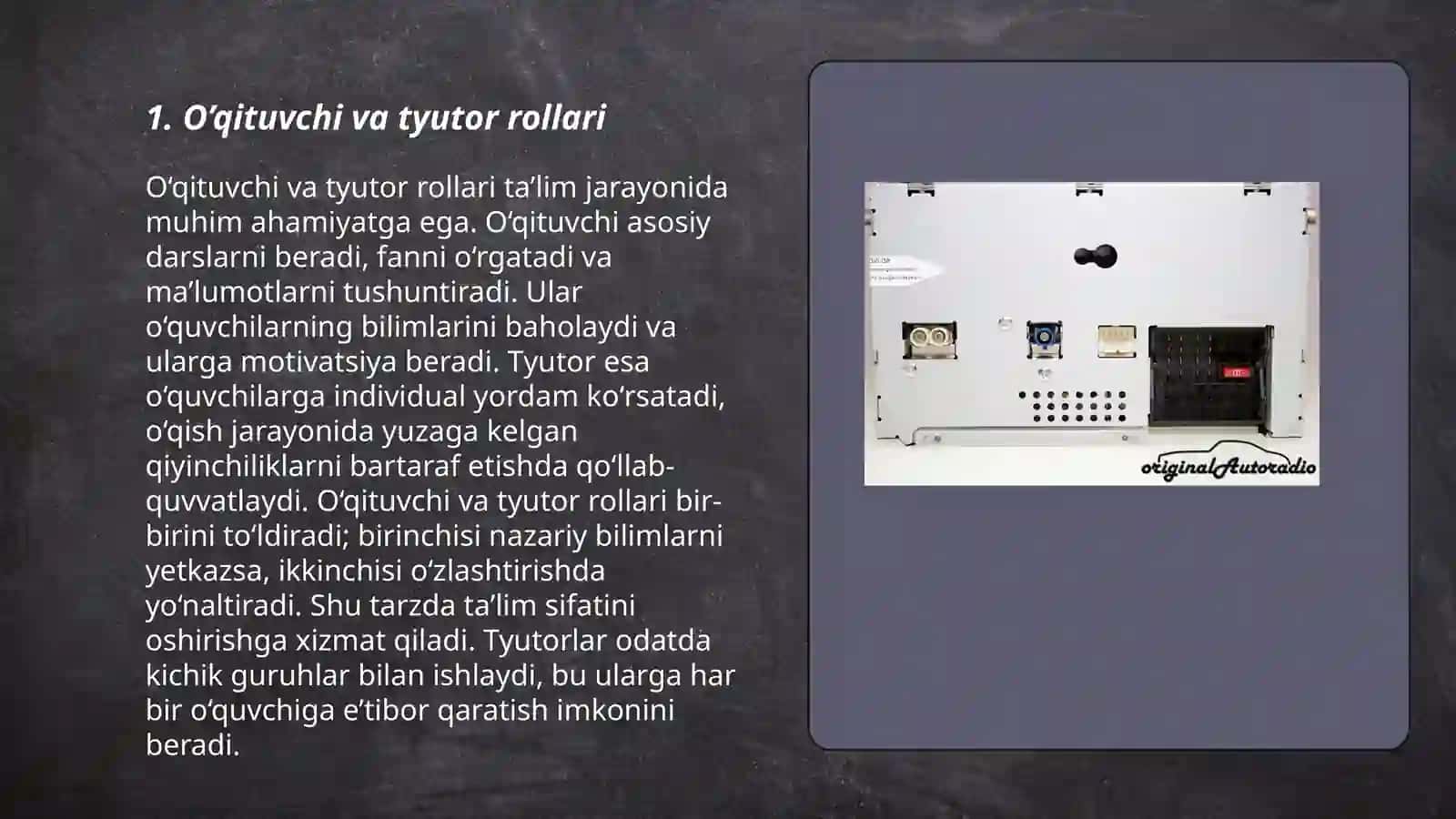 O’qituvchi – tyutor ma’lumotlar bazasi. O’quv modullari ma’lumotlar bazasi. O’quv materiallarining kompyuter disklari, vieo-audio kasetalar va qog’oz variantlari 3