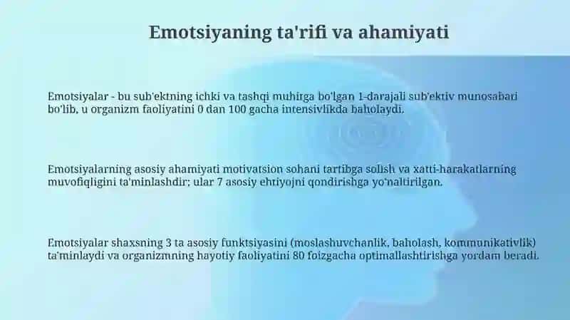 Emotsiya va uning tabiati, iroda haqida tushuncha 3