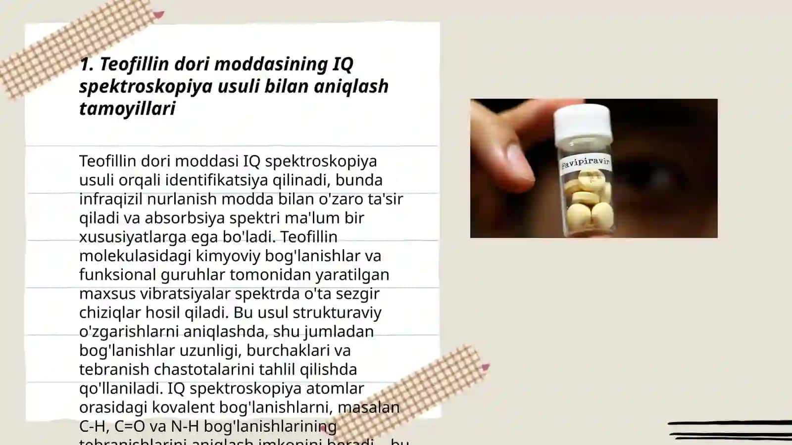 Teofillin dori moddasini IQ spekroskopiya usulida aniqlash 3