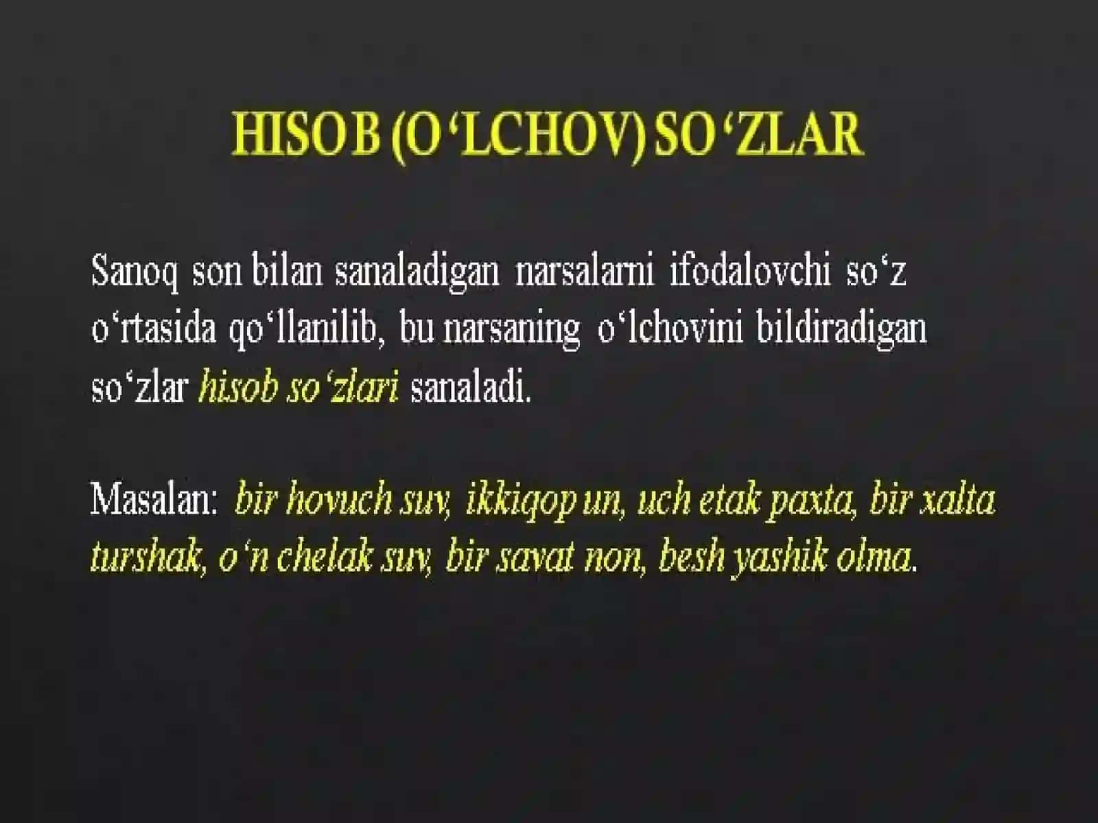 Alohida olingan so‘zlar, so‘z turkumlari 3
