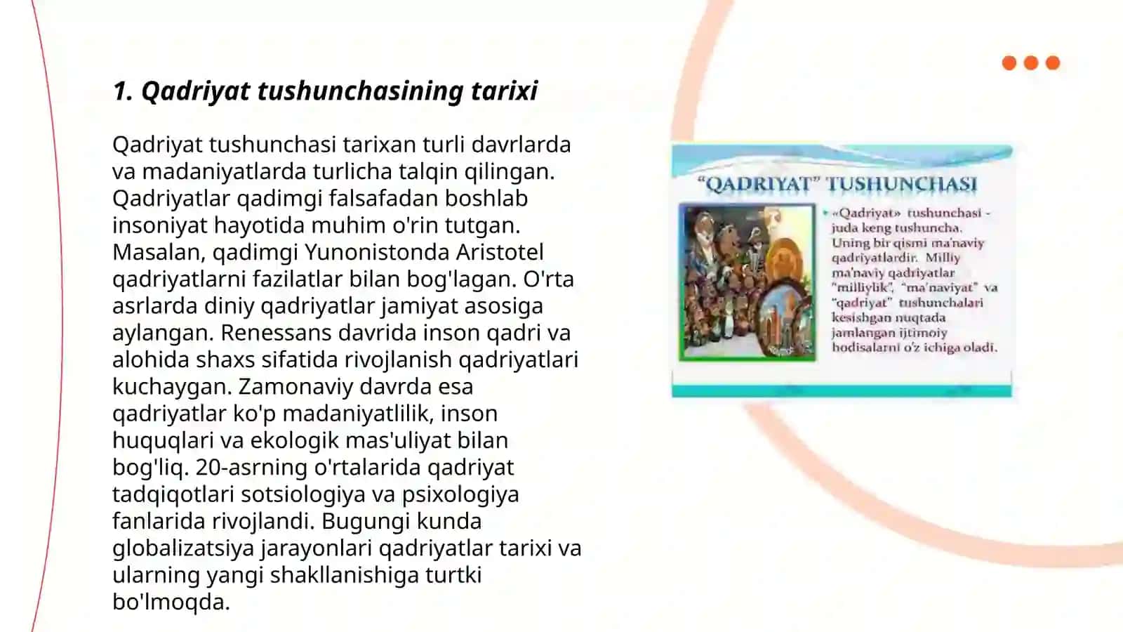 Qadriyat tushunchasining ma'nosi va uning tavsifi 3