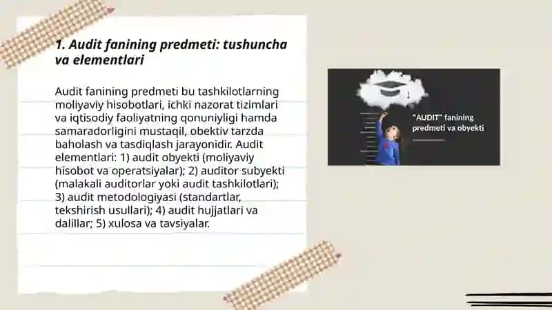 Audit fanining piridmeti, maqsadi va vazifalari 3