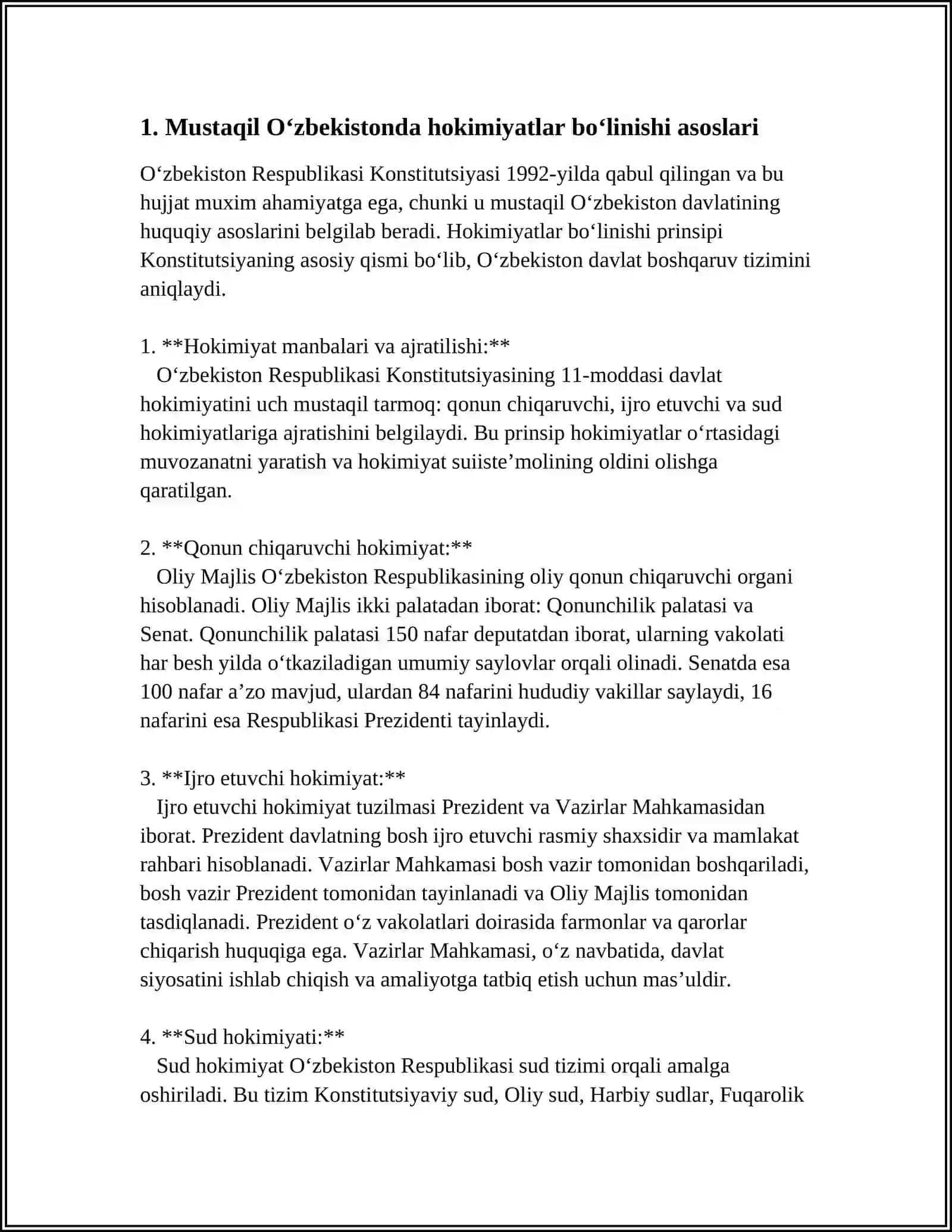 MUSTAQIL O‘ZBEKISTONDA HOKIMIYATLAR BO‘LINISHI PRINSIPI 3