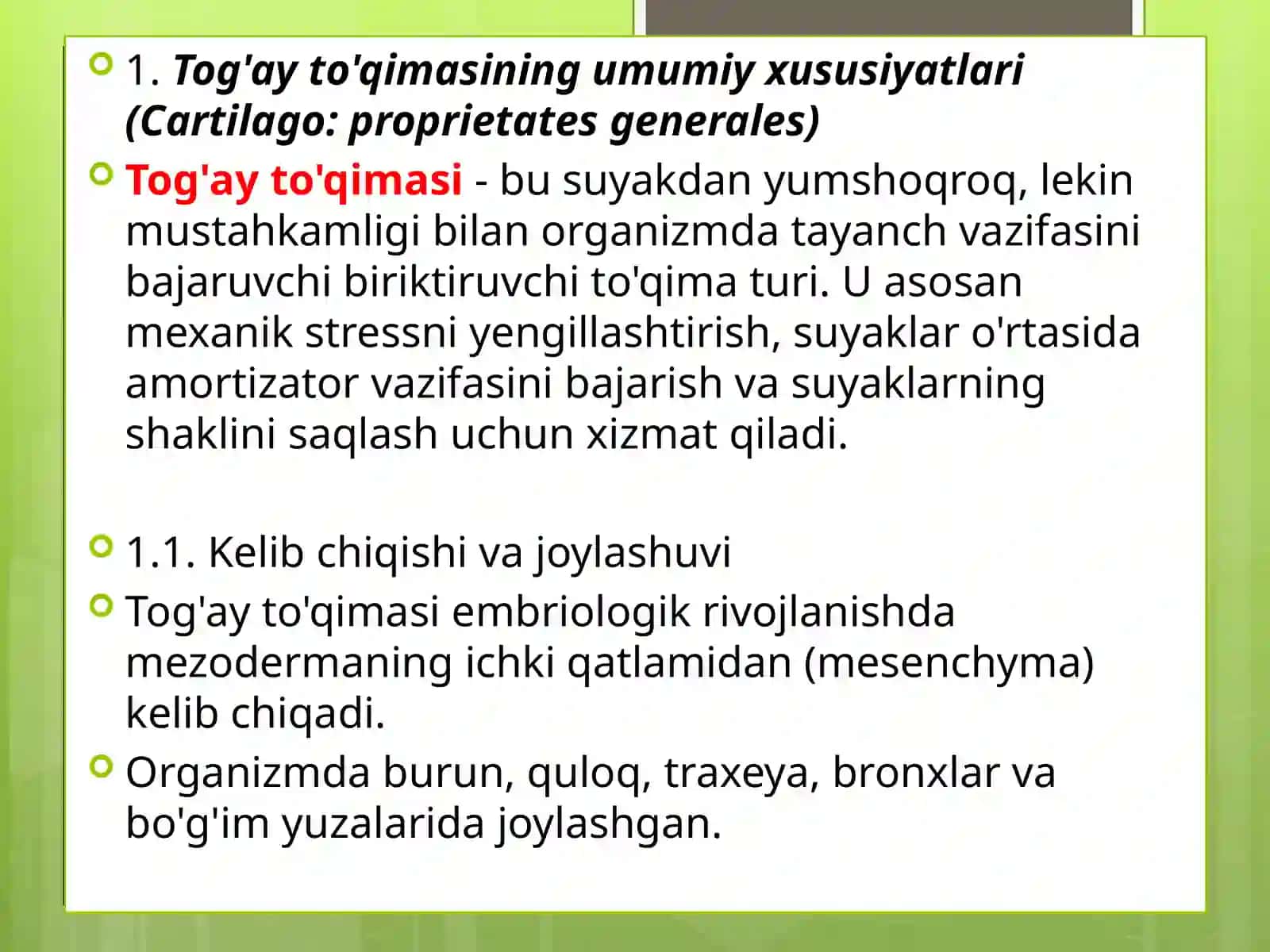 "Tog’ay va suyak to’qimlari" 3