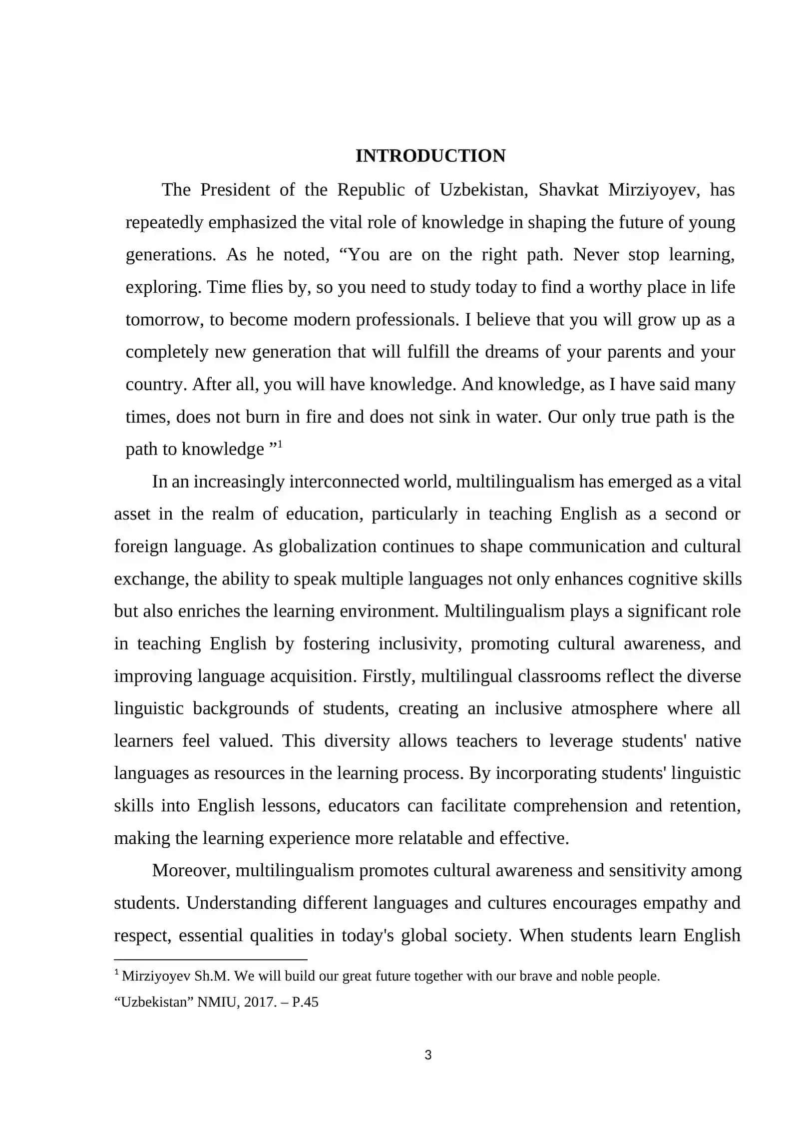 Course Work on "The Role of Multilingualism in Teaching English" 3
