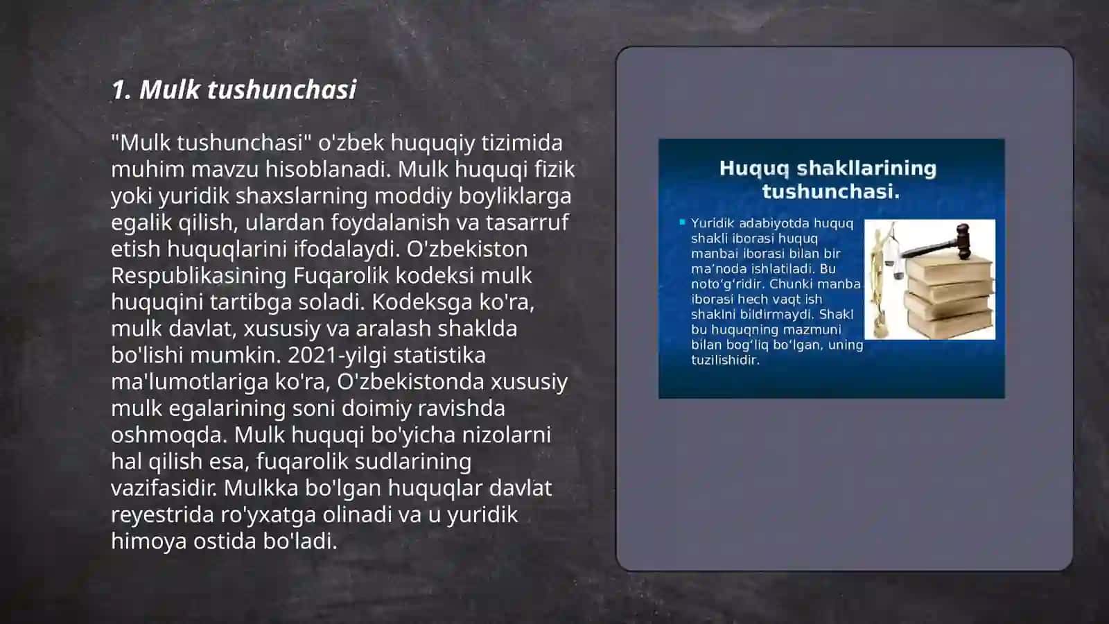 Mulk tushunchasi va Mulkchilik shakllari 3