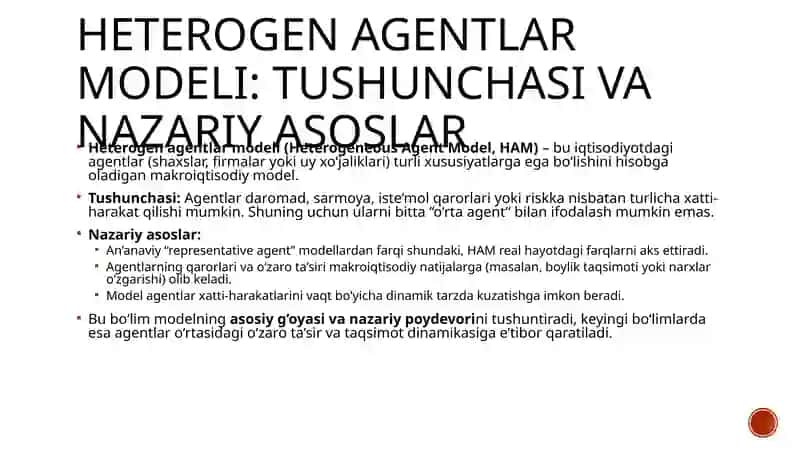 Heterogen agentlar modeli va taqsimot dinamikasi 3