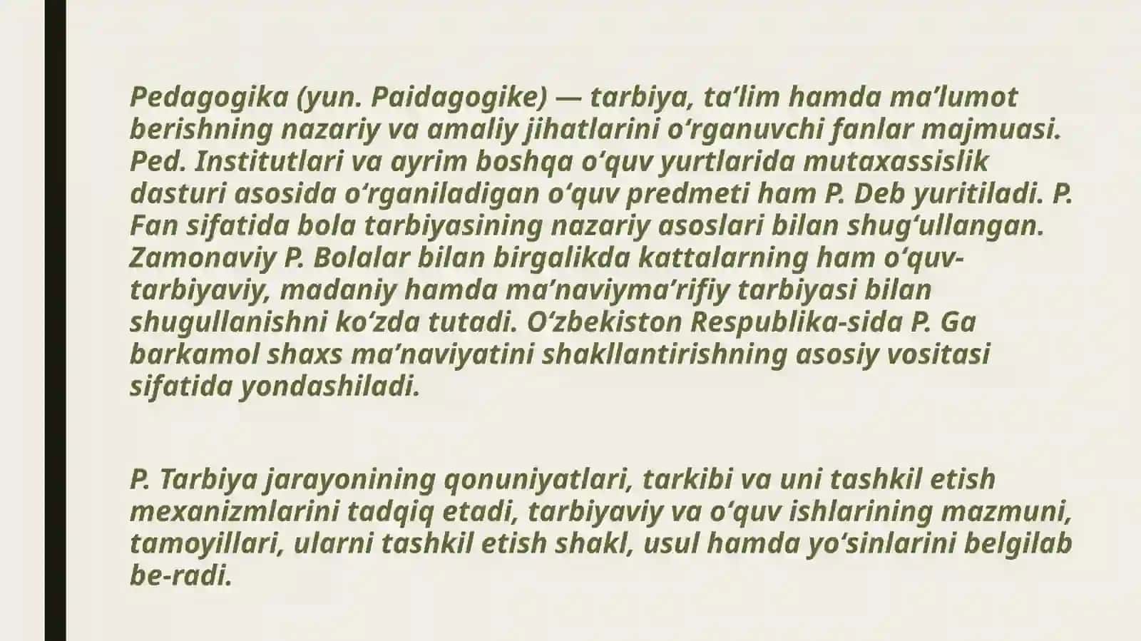 Boshlangʻich taʼlim pedagogikasi tushunchasining mazmuni. Boshlangʻich taʼlim pedagogikasining metodologiyasi 3