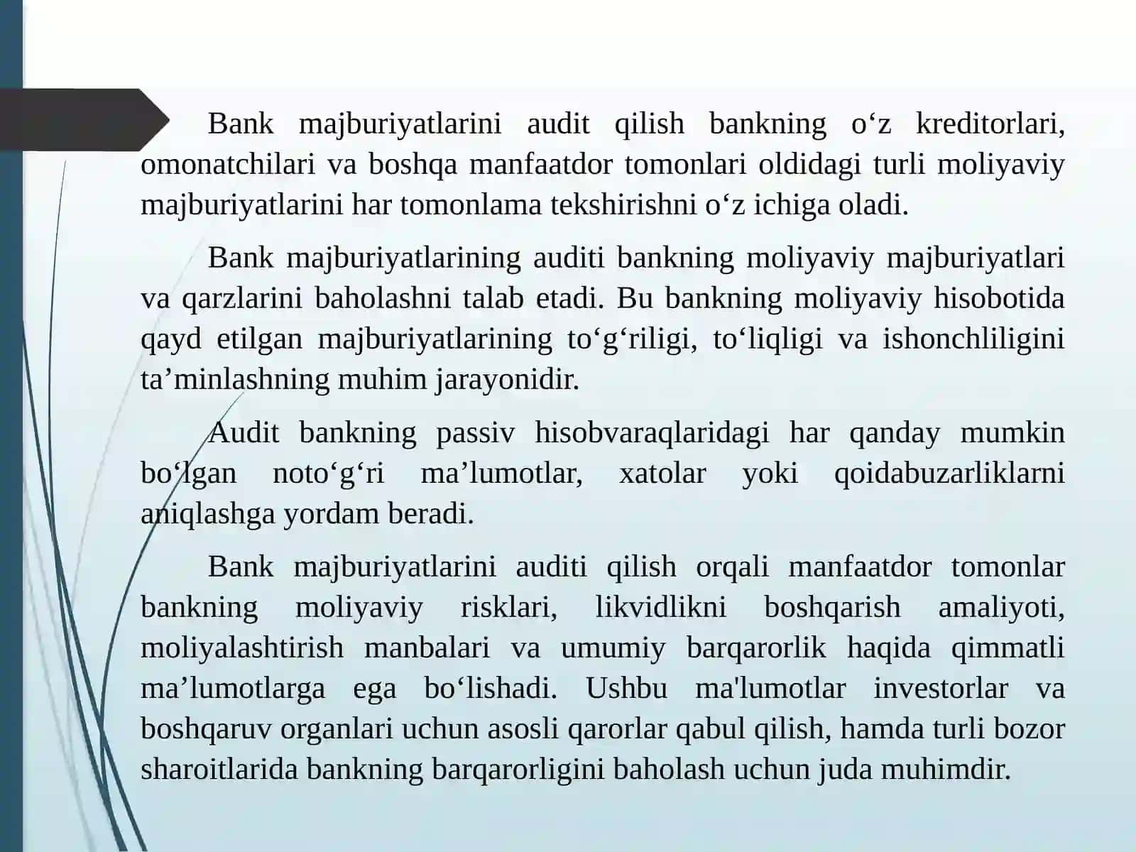 Tijorat banklari passivlari-majburiyatlari auditi 3
