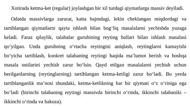 Pythondamassivlar.Pythondafunksiyalar. 3