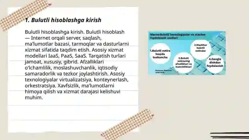 Bulutli texnologiyalar va ular bilan ishlash 3