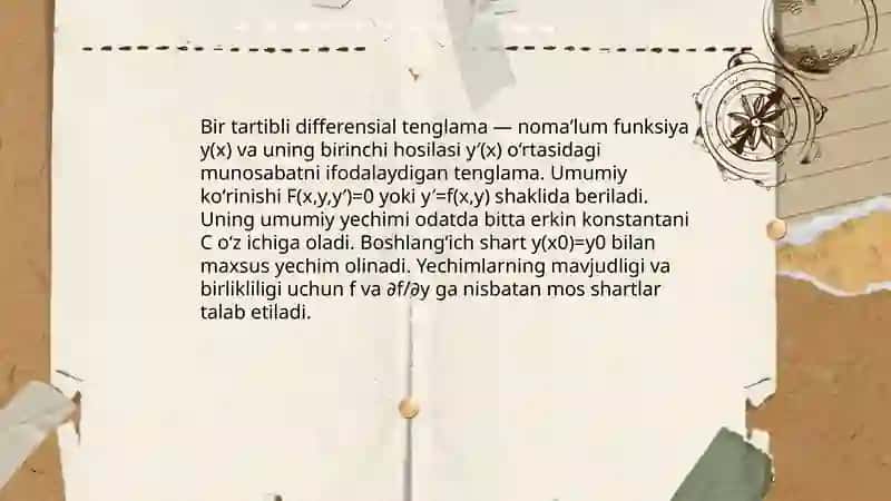 Bir tartibli differensial tenglamalar va ularning yechish usullari 3