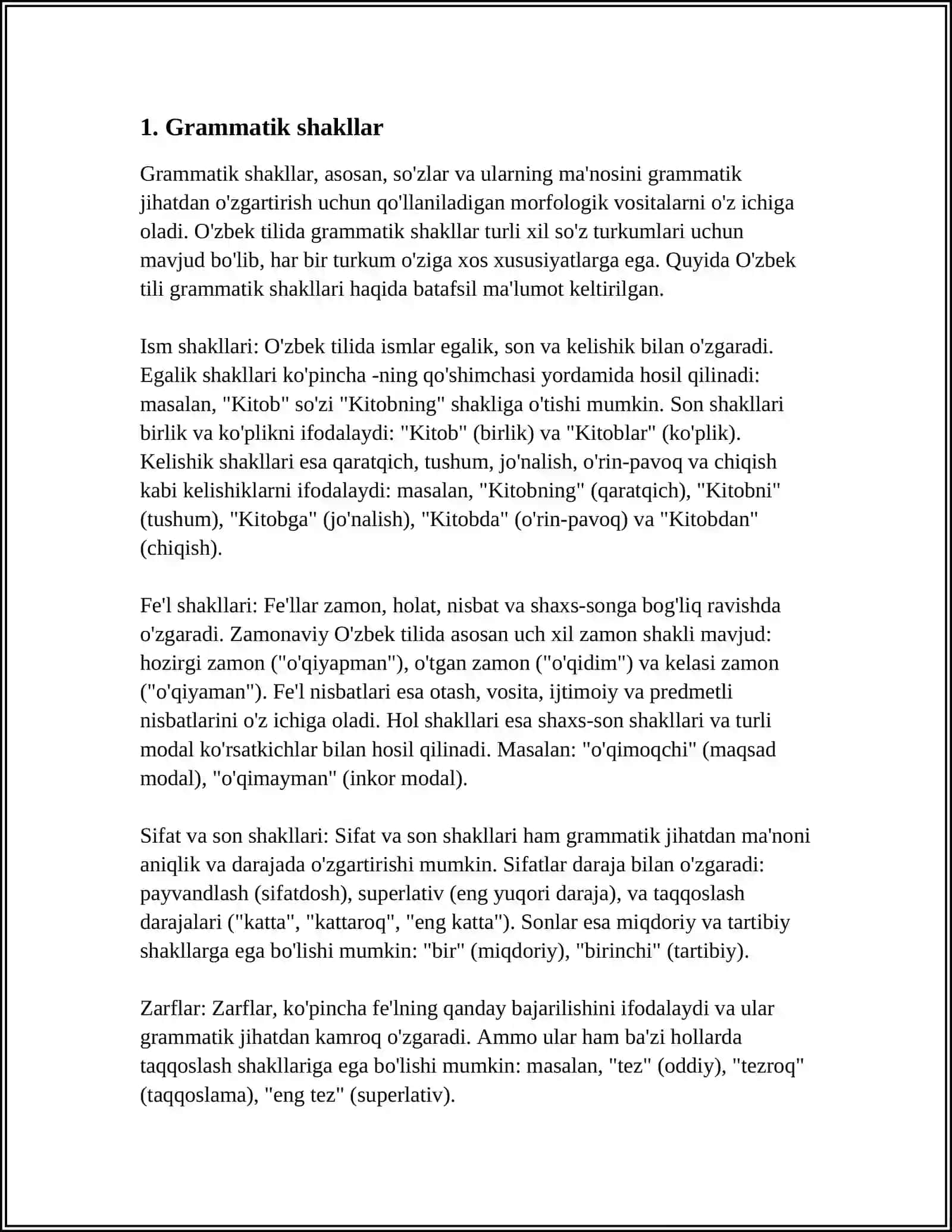 Grammatika va uning predmeti. Grammatik Kategoriya, Grammatik 3