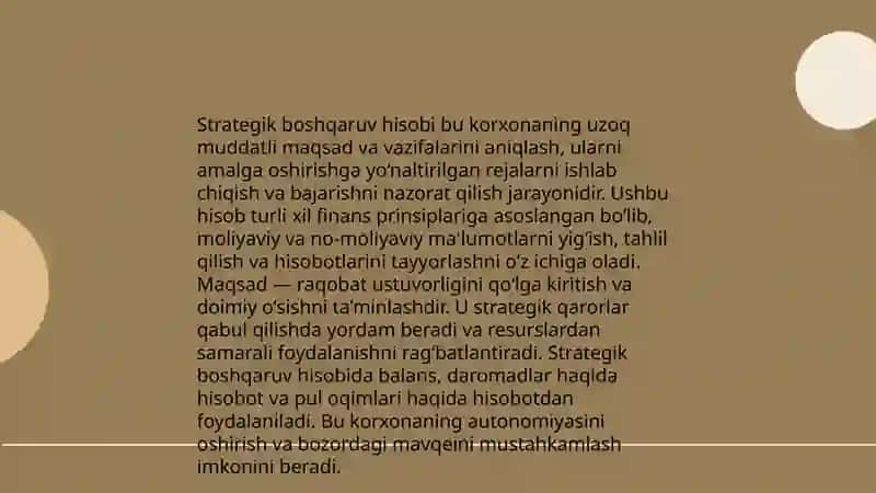Strategik boshqaruv hisobining mohiyati, mazmuni va vazifalari 3