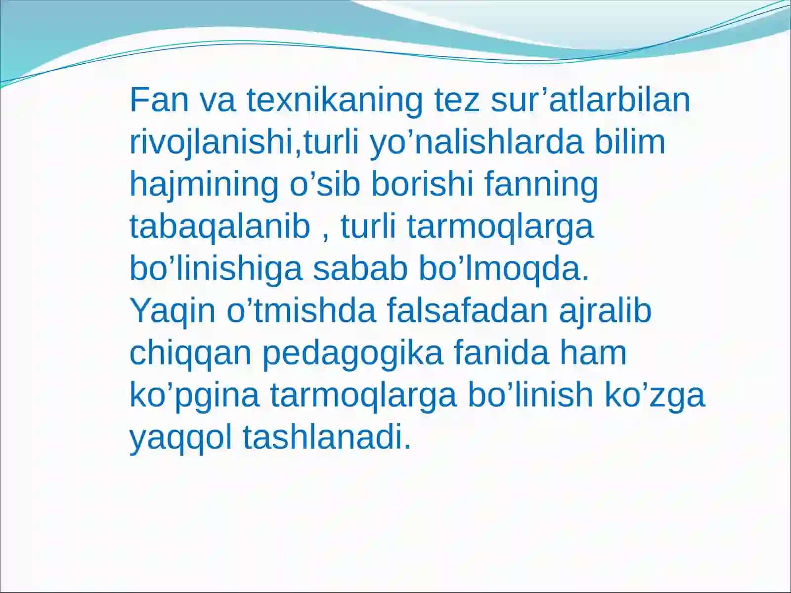 Pedagogika fanining tuzilishi va uning boshqa fanlar bilan bog’liqligi 3