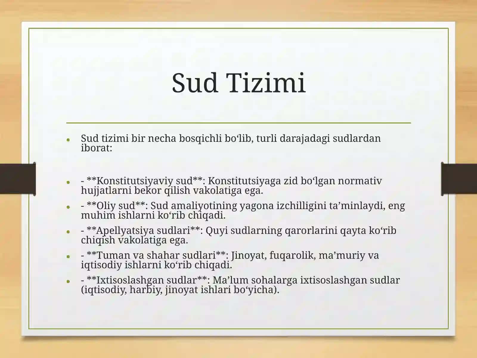 SUD HOKIMYATI TIZIMI VAZIFALARI VAKOLATLARI SAYLANADIGAN VA TAYINLANADIGAN SUDYALAR 3