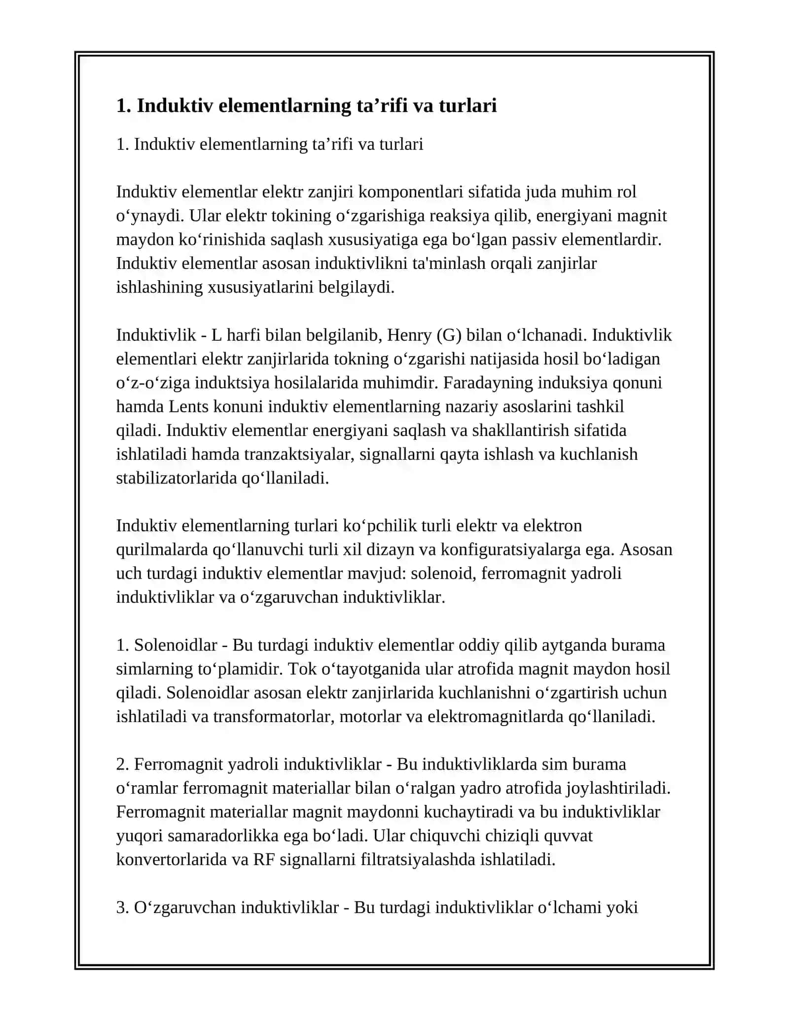 INDUKTIV ELEMENTLAR VA ULARNI XARAKTERLOVCHI KATTALIKLAR 3