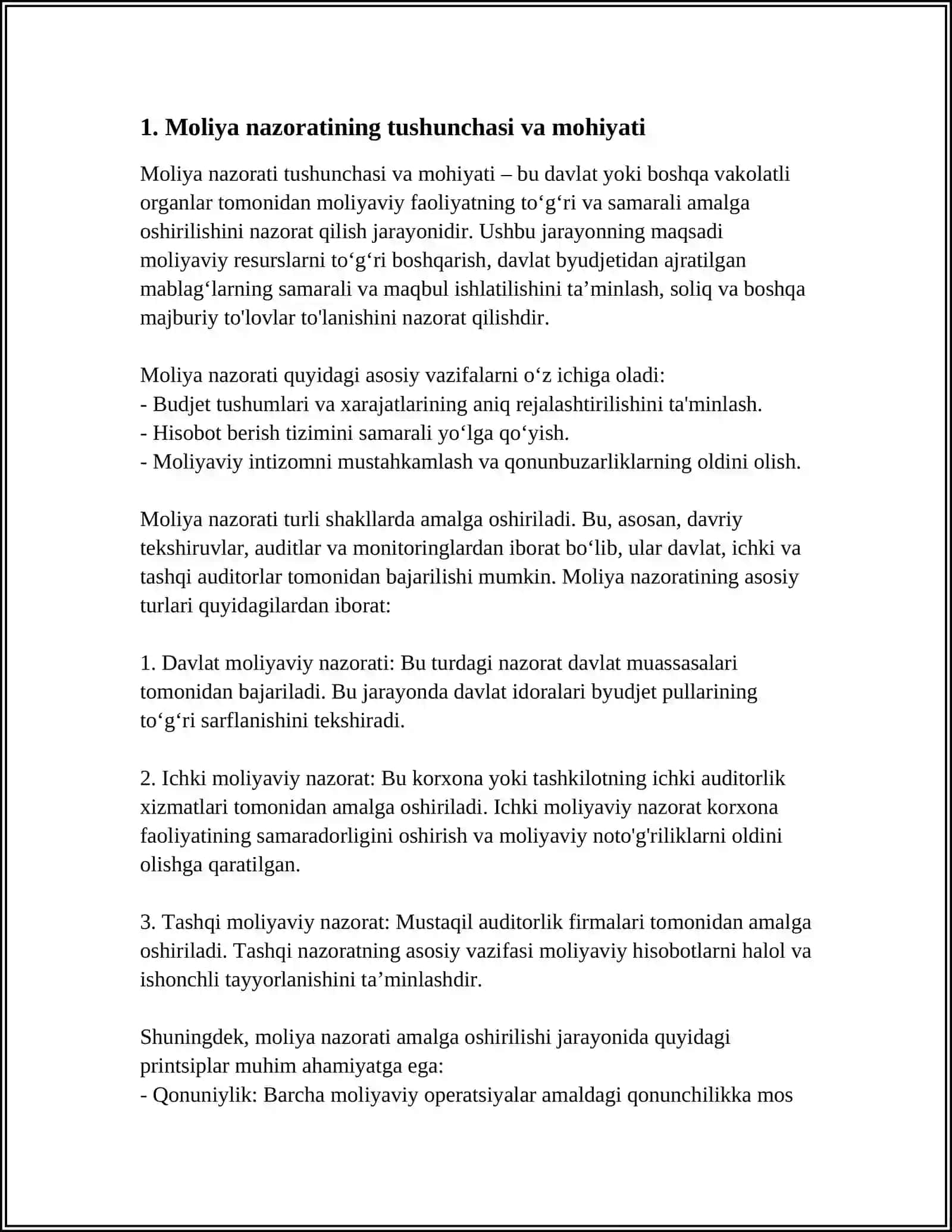 Moliyaviy Nazoratni Tashkil Etishning Nazariy va Huquqiy Asoslari 3