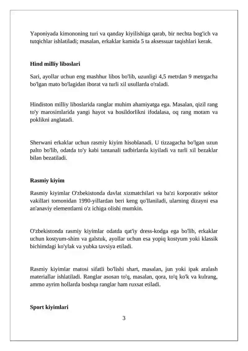 Kiyim turlari. Milliy liboslardan koʻylak va uning turlari haqida malumot 3