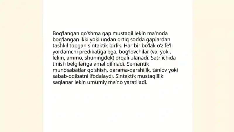 Bogʻlangan qóshma gap 3